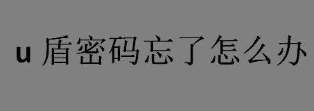 u盾密码忘了怎么办？u盾密码忘了如何找回？