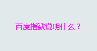百度指数是什么？百度指数说明什么？