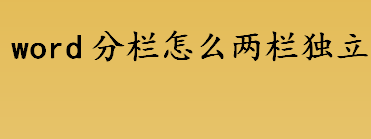 word分栏怎么两栏独立 word排版分栏怎么弄