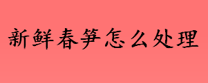 新鲜春笋怎么处理 新鲜春笋的处理方法有哪些