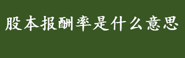 股本报酬率是什么意思 股本回报率的意义是什么