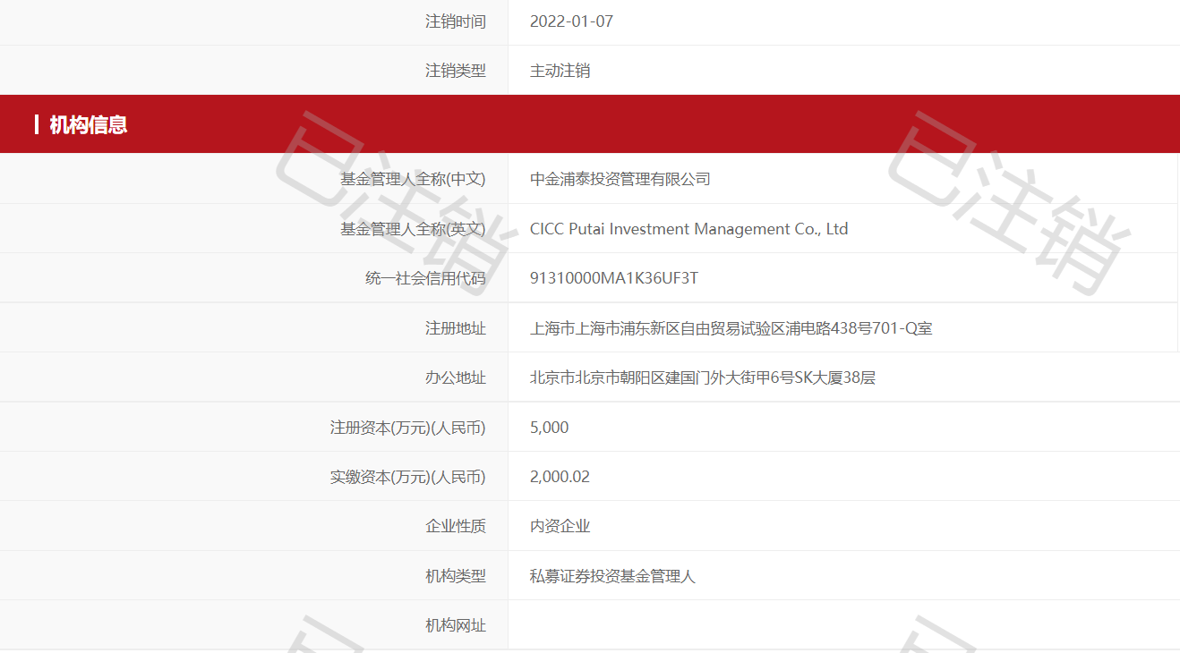 中金公司相继注销三家私募机构