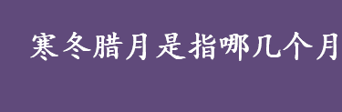 寒冬腊月是指哪几个月 寒冬腊月的冬指的是几月份