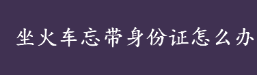 坐火车忘带身份证怎么办 电子临时乘车身份证明使用方法介绍  