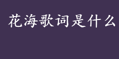 花海歌词是什么？ 周杰伦花海的歌词一览