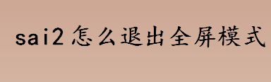 sai2怎么退出全屏模式 sai2退出全屏模式的快捷键是哪个