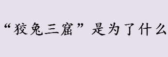 投资学中的“狡兔三窟”是为了什么？狡兔三窟是什意思？