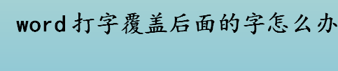 word打字覆盖后面的字怎么办 word打字覆盖后面的字解决方法