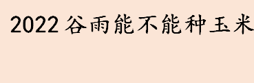 2022谷雨能不能种玉米？谷雨前后种什么农作物？2022年谷雨是几月几日几时几秒？