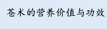 苍术的营养价值与功效有哪些 苍术中含有哪些成分