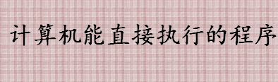 计算机能直接执行的程序是什么 由高级语言编写的程序叫什么