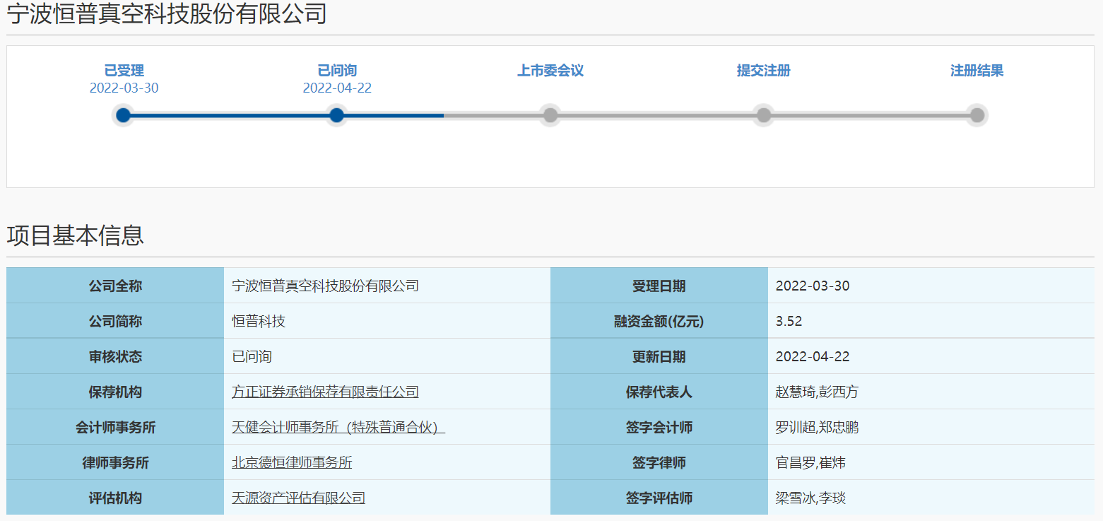 恒普科技科创板IPO获上交所问询 市值不低于10亿元