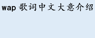 “WAP”这个单词是什么意思？wap歌词啥意思？wap歌词中文大意介绍 