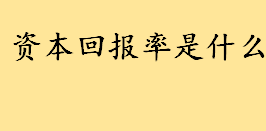 资本回报率是什么概念介绍 资本回报率和净资产收益率的区别