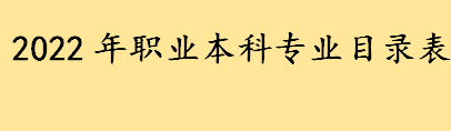 职业本科专业是什么意思 2022年职业本科专业目录具体名单一览表