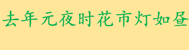 去年元夜时花市灯如昼是什么节日谁写的 去年元夜时花市灯如昼全词解析